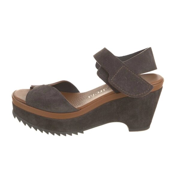 PEDRO GARCIA WEDGE BROWN SUEDE SANDALS SHOES SIZE 38 - Picture 1 of 8